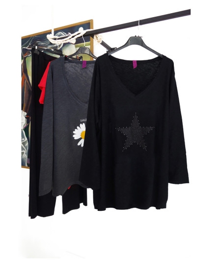 Oversized T-Shirt Star με Στρας 32227 μ.μ